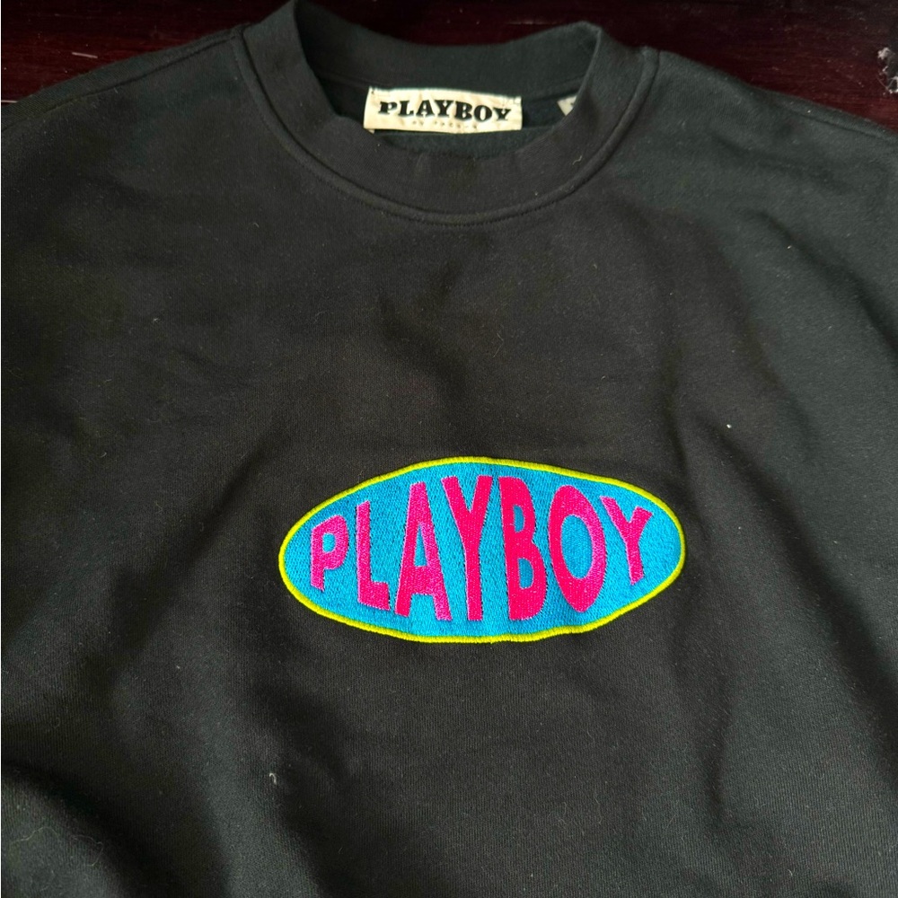 Pacsun Playboy Long Sleeve Pullover Sweater Black Medium